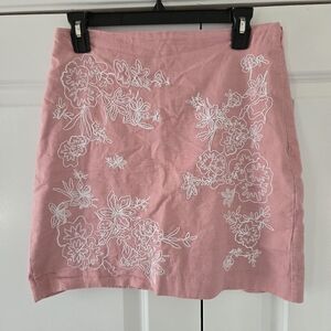 Loft Pink Embroidered Skirt